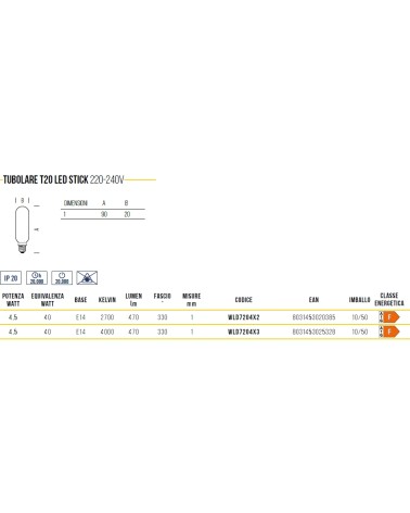LAMP TUBOL FI/L E14 4.5WCA