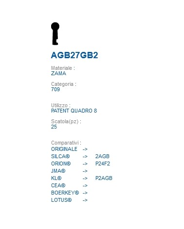 CHIAVE AGB27GB2 | 2AGB    