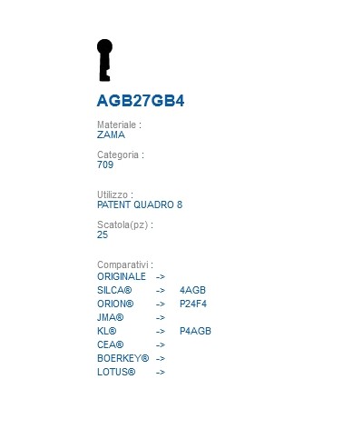 CHIAVE AGB27GB4 | 4AGB    