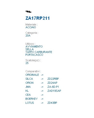 CHIAVE ZA17RP211 | ZD222RB