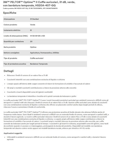 CUFFIA TEMPORALE VERD 31DB