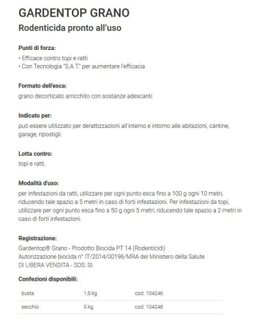 ZAPI GARDENTOP GRANO 1.5KG