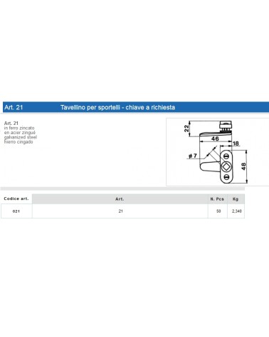 TAVELLINO SPORTELLI C/QUAD