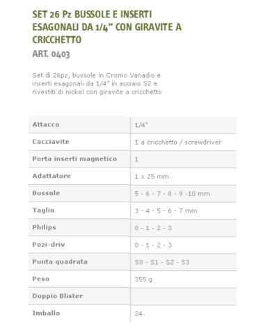 SET 26PZ BUSSOLE+INSER ESA