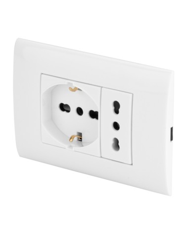 PLACCA C/PRESA 10/16A+SCHU