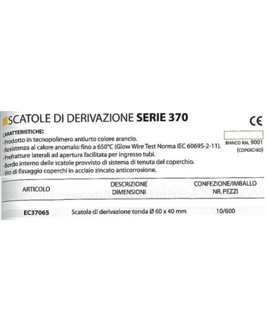 SCATOLA INCASSO TONDdiametro 60x40