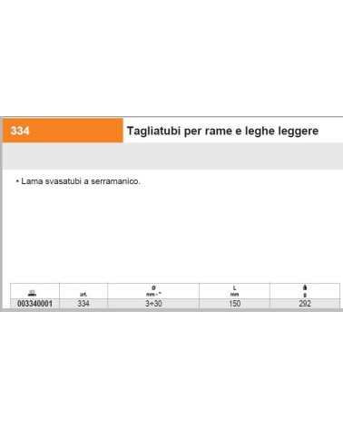 334 TAGLIATUBO RAME 3-30MM