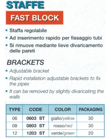STAFFA FISSAGGIO TUBI  60 