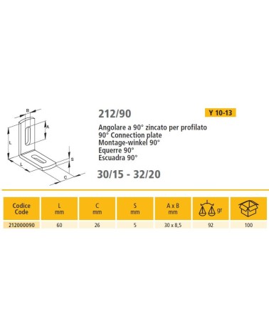 ANGOLARE 90? 60x60x26mm   