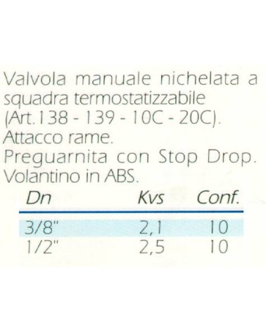 VALV  SQ RAME  TERMOST 3/8