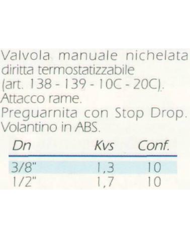 VALV. DIR RAME TERMOS 3/8 
