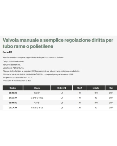 VALVOLA   DR RAME 3/8     