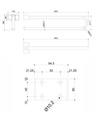 BARRA RIBALTABILE    80 cm