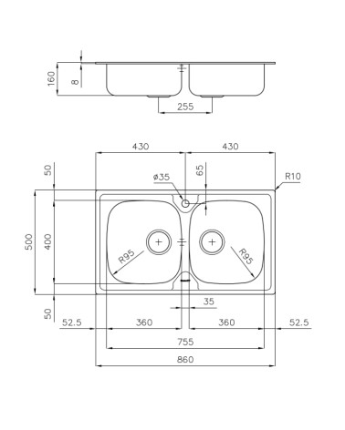 LAVELLO INC INOX 86X50 2BU