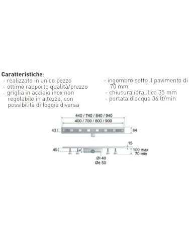 CANALINA DOCCIA 400X50    