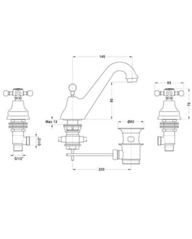 BATT.LAVABO 3FORI CROCE CR