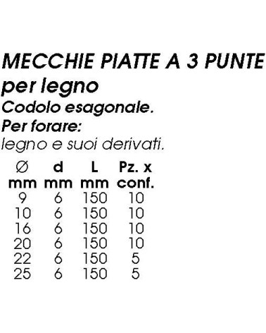MECCHIE PIATTE 3 PUNTE diametro  9