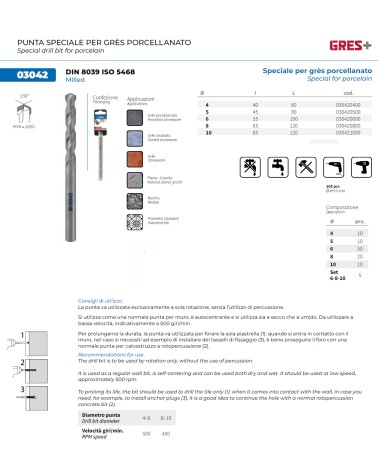 PUNTA SPEC GRES+PORCEL diametro  4