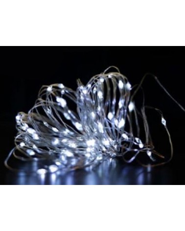 GOCCE LED SU FILO DI RAME A BATTERIA BIANCO FREDDO 100 LED 10MT