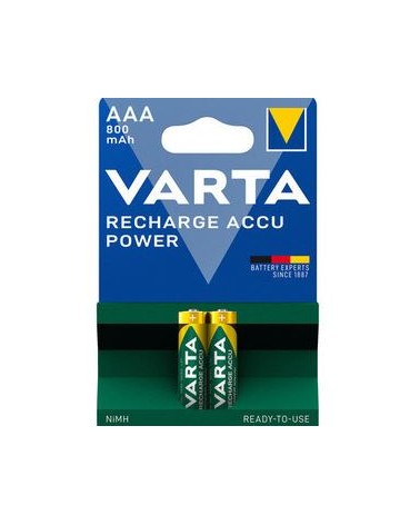 Pila POWER RECHARGE Accu AAA, ricaricabile 800mah. Tipo mini Stilo. 2 PEZZI VARTA