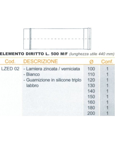 TUBO INOX BIA cm50    diametro 130