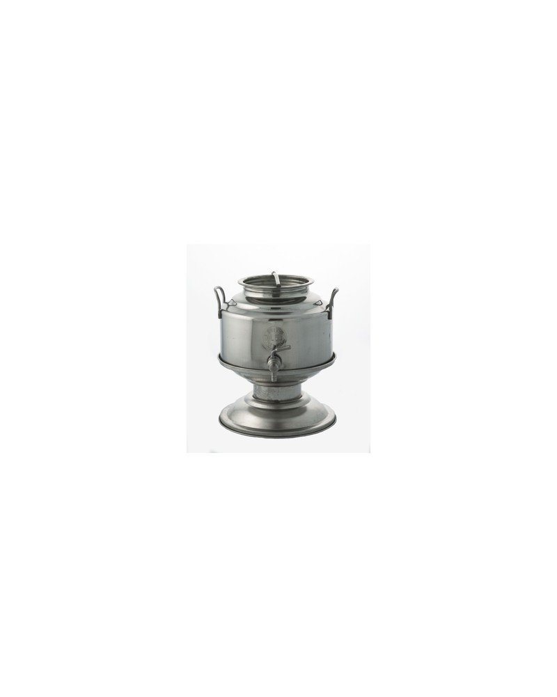 CONTENITORE ACCIAIO INOX LT.5 CON PIEDE IN ACCIAIO INOX. Base e bocca larga. Con coperchio a vite e rubinetto. Capacita'  5LT BE