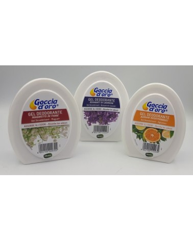 DEODORANTE AMBIENTE DEOGEL FRAGRANZE ASSORBENTI 150 gr. GOCCIA D'ORO RELEVI