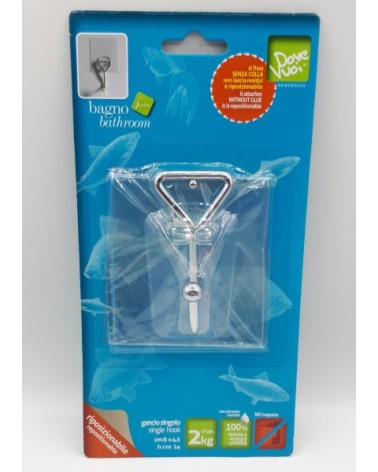 GANCIO SINGOLO RIPOSIZIONABILI  TRASPARENTI CM8x4,5 MAX 2KG RESISTE AD ACQUA E UMIDITA'