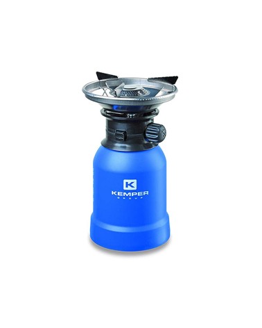 Kemper KE2008 fornello di elevatissima potenza grazie all'effetto di riflessione del piattello antivento in acciaio inox. Base d