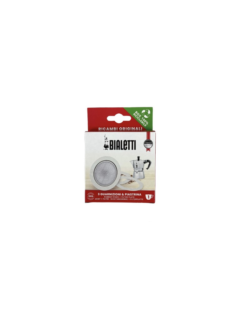 KIT 1 GUARNIZIONE E 1 PIASTRINA CAFFETTIERA BIALETTI 1 TAZZA