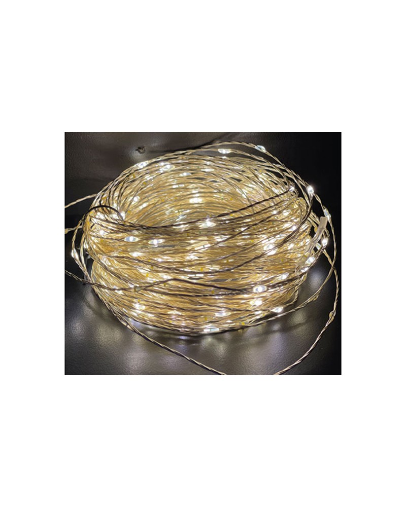 LUCI LED A BATTERIA 2 METRI Gocce da 20 led bianco CALDO. Su filo di rame.