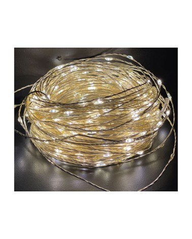 LUCI LED A BATTERIA 2 METRI Gocce da 20 led bianco CALDO. Su filo di rame.