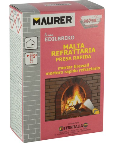 Malta silicea-alluminosa MAURER EDILBRIKO a presa idraulica, pronta all'uso - ottima resistenza al calore e una forte adesione -