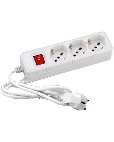 MULTIPRESA 3 USCIT MT.1,5 16A SCHUKO / BIPASSO CON INTERRUTTORE MAURER 92864