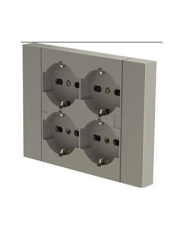 MULTIPRESA INCASSO QUADRA 4 PRESE BIPRESA SCHUKO TITANIO