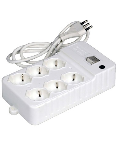 Multipresa MAURER a 6 uscite Schuko/bipasso 2P+T 16A - spina 2P+T 16A - interruttore luminoso e protezione al sovraccarico - cav