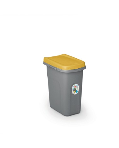 PATTUMIERA HOME ECO SYSTEM LT15 CON COPERCHIO GIALLO.Pattumiera modulare salvaspazio, con sistema di aggancio laterale per la ra