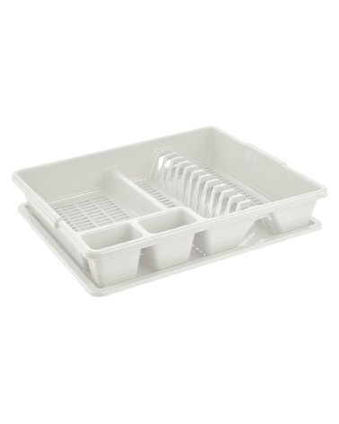 SCOLAPIATTI GRANDE BIANCO IN PLASTICA ALTEZZA cm 8,5 LARGHEZZA cm38, 	PROFONDITA' cm46,5, Scolapiatti grande con vassoio raccogl