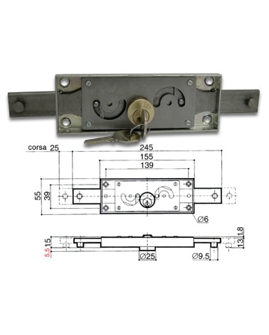 SERRATURA CENTRALE PER SERRANDA AVVOLGIBILE 	PREFER A211-0010