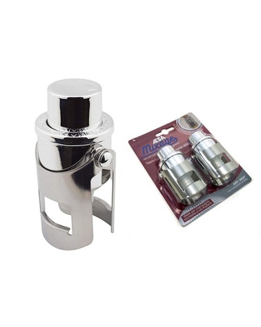 TAPPI CHAMPAGNE CON INDICATORE CONF. DA 2 PEZZI. L'aria viene pompata nella bottiglia grazie alla pompa d'aria integrata nel tap