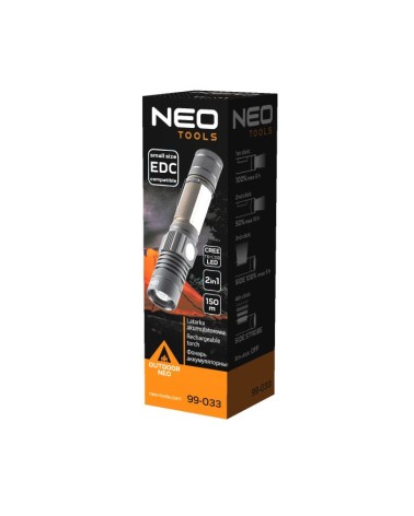 TORCIA USB RICARICABILE 2 IN 1 DA 800 LM CREE T6 LED  NEO TOOLS