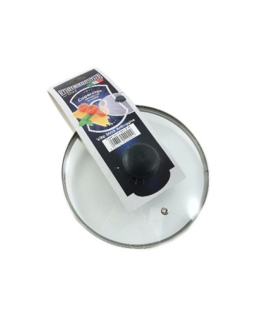 COPERCHIO VETRO cm 18 BORDO INOX METALSOMMA