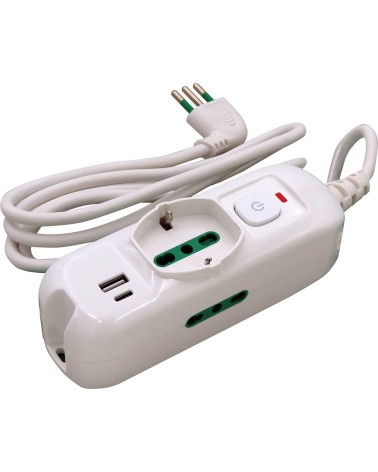 MULTIPRESA TRIAX 1 SCHUKO / 2 BIPRESA/2USB A+C FANTON 474124