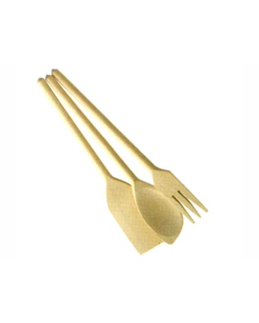SET MESTOLAME IN LEGNO DI FAGGIO CUCCHIAIO - PALETTA- FORCHETTA CAPER