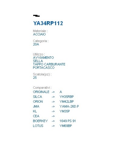 CHIAVE YA34RP112 | YH35RBP