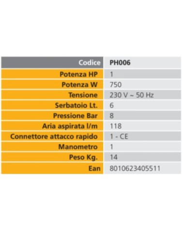 COMPRES LUB/OLIO  6 LT 1HP