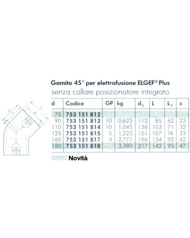 GOMITO 45? ELETTROS diametro   75 