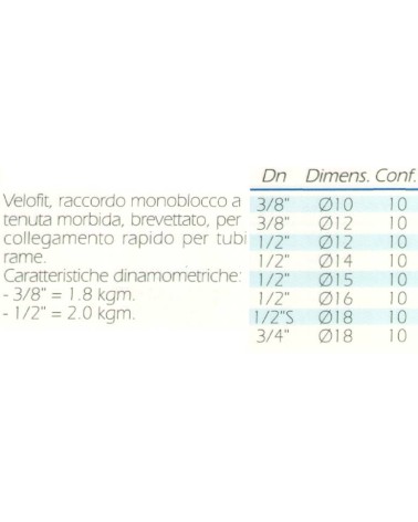 RACCORDO VELOFIT    3/8x10