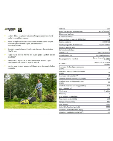RASAERBA BATT 36V RLM36X41